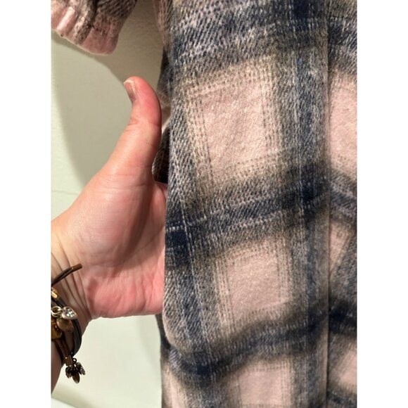 Pink & Gray Plaid Puff Sleeve Mini Dress By Toccin X RTR Size 12 Blend Fabric - Picture 7 of 12